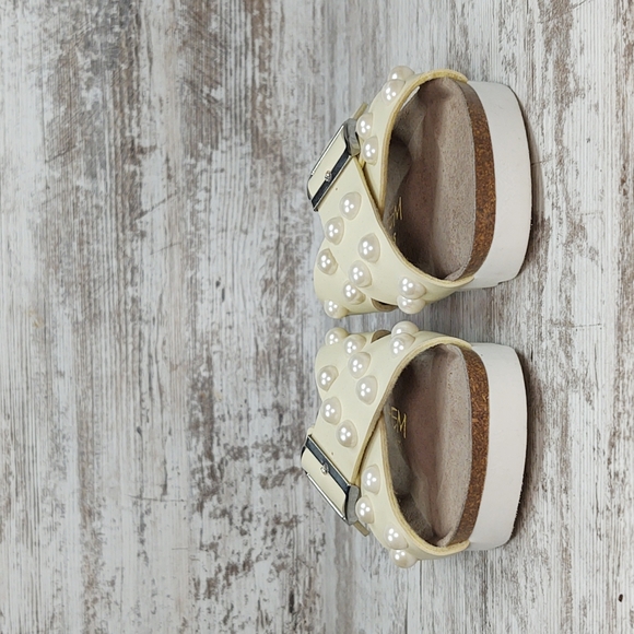 🟧NWOT Ethem Genuins Cream Pearl Slide Sandal - Picture 6 of 16